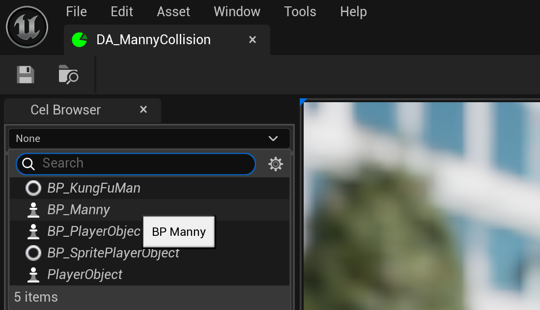 How to set the character to preview collision for.